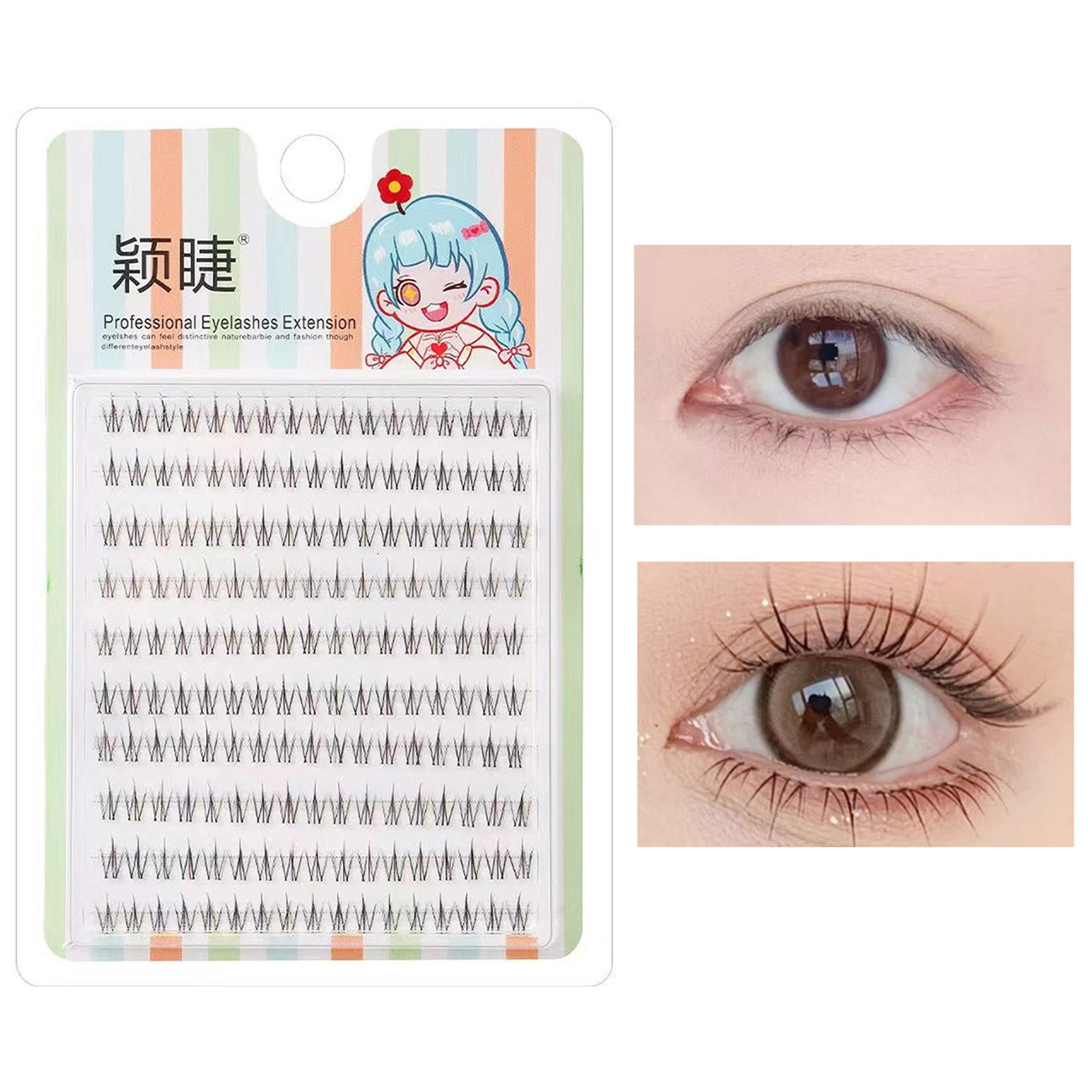 Eyelash Extension Korean - Wispy individual lashes Korean bottom false